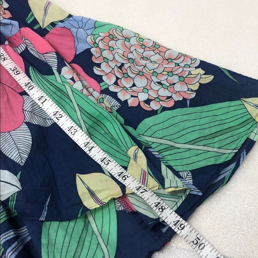 TALBOTS Voile Hibiscus Maxi Dress Cotton Tropical Hawaiian Vacation Size 8 - Picture 13 of 16